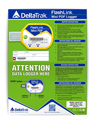 Deltatrak (10 unidades) Registrador de datos de temperatura USB de 85 días en tránsito de viaje de un solo uso de cadena fría PDF Logger #31010+00-8