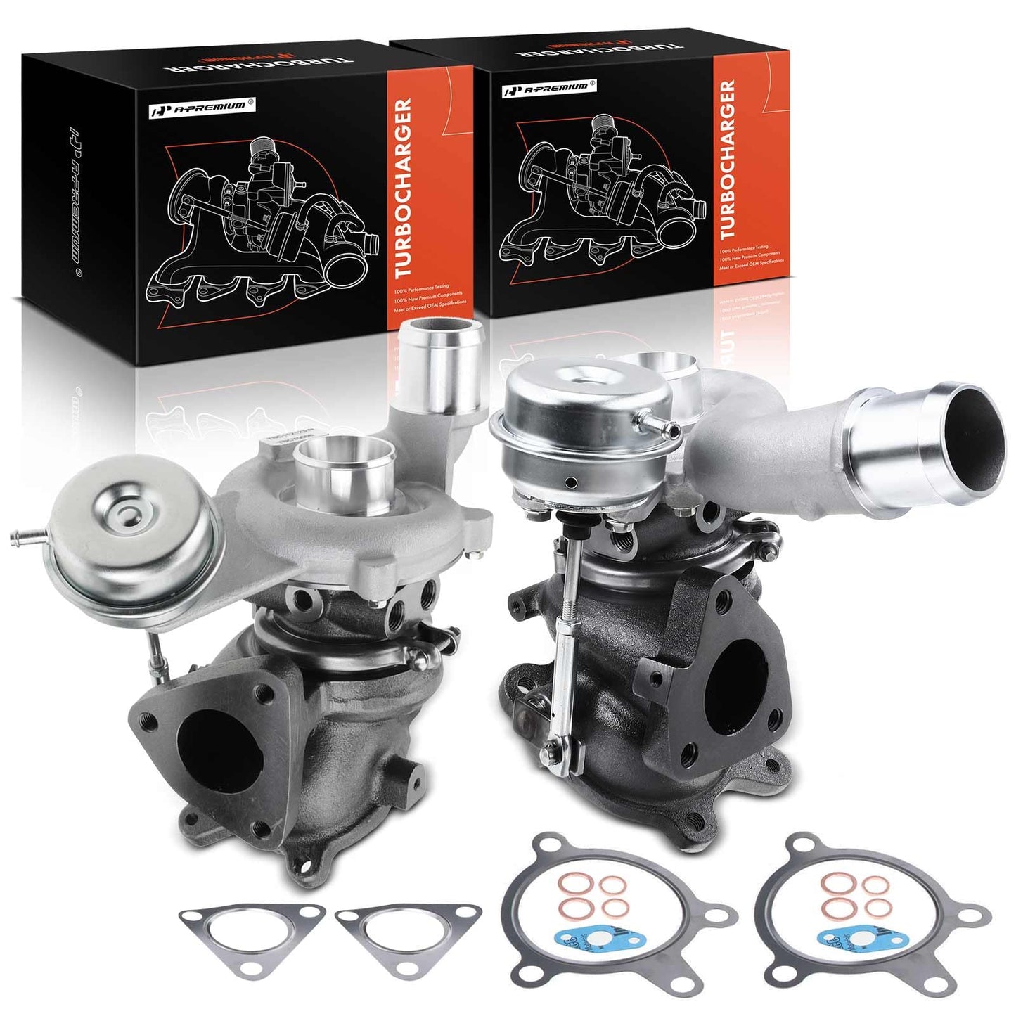 A-Premium - Kit completo de turbocompresor turbo izquierdo y derecho, con actuador y junta de desagüe, compatible con Ford Explorer, Flex, interceptor policial, Tauro, MKS, MKT, 3.5L, repuesto #