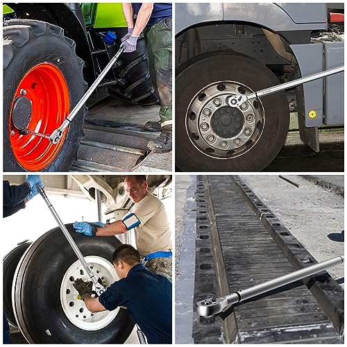 Leolee Llave dinamométrica 3/4, (100-800ft-lbs/135-1084NM), 47.24 pulgadas (47.2 in), llave dinamométrica ajustable con ±3% de precisión y rosca LH/RH, herramientas mecánicas de precisión para