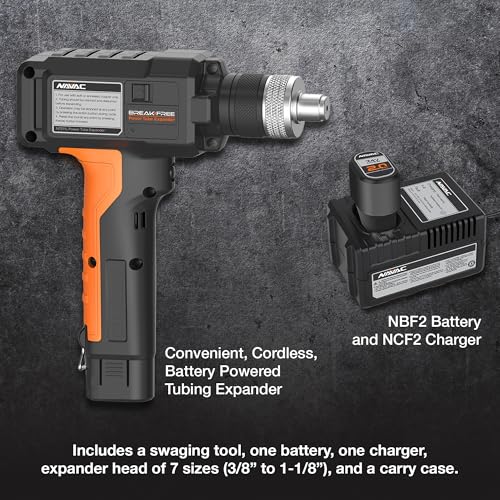 Navac Nte11L - Expansor de tubos de alimentación – Herramienta de estampar de cobre suave o recocido – Funciona con pilas – Operación con un solo botón – Cabezales expansores de conexión rápida