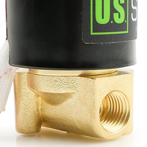 NPT válvula solenoide eléctrica de metal de 1/4 pulgadas, 12VDC normalmente cerrada VITON (rosca de tubería estándar EE. UU.). Metal macizo, actuación directa, válvula solenoide de junta Viton por U.S. Solid.