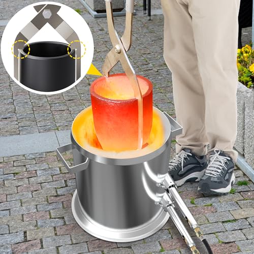 Nelyrho Kit de horno de fusión de propano de 55.1 lbs con pinzas de elevación hechas de acero inoxidable, incluye forja de horno de fundición de crisol para fundición de chatarra, reciclaje de
