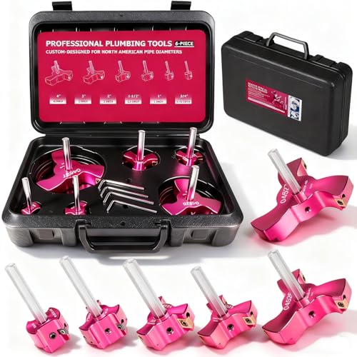 Kit de escariador de tubería de PVC de triple hoja de 6 piezas, herramienta de escariador de montaje de tubería de plástico para fontanería, 3 cuchillas, insertos de PVC para SCH40, ABS, tubería de