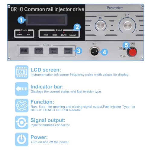 Kit de probador de inyector CR-C Common Rail, máquina de prueba de inyector diesel multifunción de 600 bar 8000PSI + boquilla de combustible S60H para diesel 6190/6200/6170 (stock de EE. UU.)
