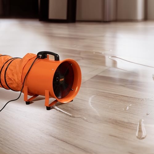 VEVOR Ventilador portátil con manguera, 2 velocidades, ventilador de escape de 12 pulgadas con conducto flexible de 16.4 pies, motor de aire industrial de alta velocidad de 560 W 2894 CFM para