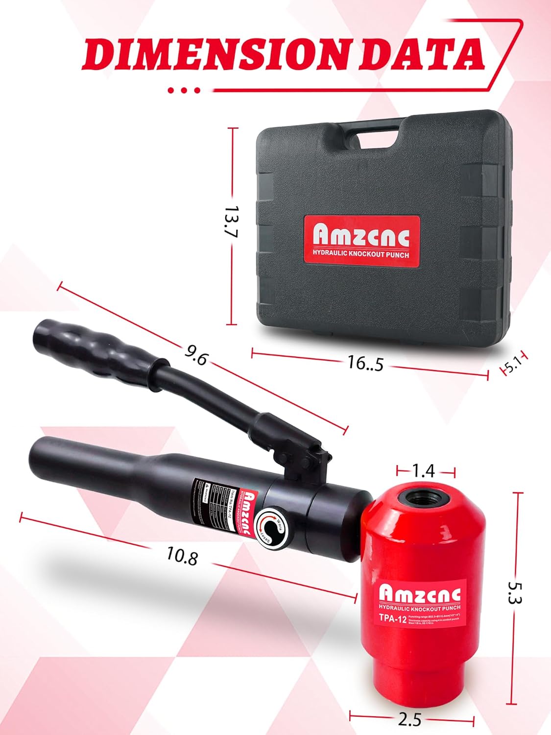 AMZCNC - Kit de perforación hidráulica de rotación de 360° de 1/2 a 2 pulgadas (TPA-8 rojo)