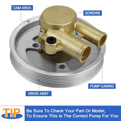 ZIQUN Bomba de agua de mar para motores Volvo Penta 4.3 5.0 5.7 V8 V6 sustituye a 21212799 3812519 bomba de mar crudo montada en cigüeñal