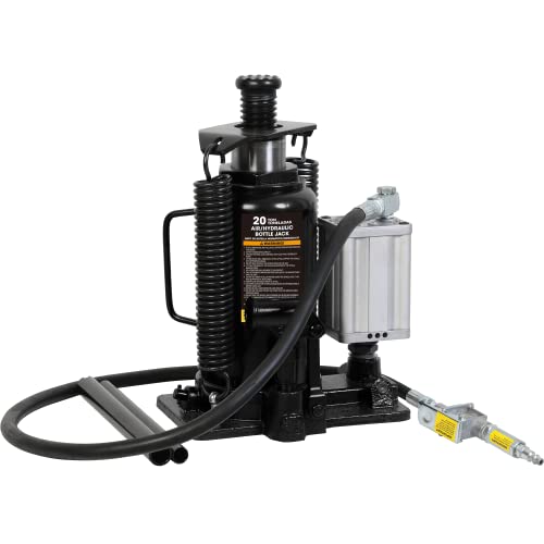 Torin ATA92006B - Gato de Botella hidráulica de Aire neumático de 20 toneladas (40 Libras) de Capacidad con Bomba Manual para Camiones, Color Negro