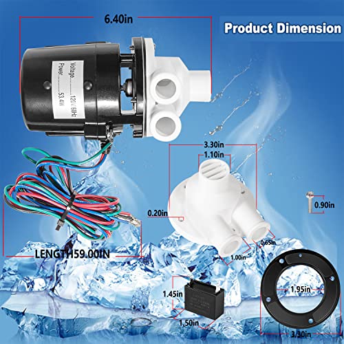 APTA92P10WD1 - Conjunto de motor de bomba de agua de repuesto para bomba de agua Hoshizaki incluye condensador, se adapta a modelos de máquinas de hielo Hoshizaki KM-450 THRU KM-900 KML-600MAH URC-12F