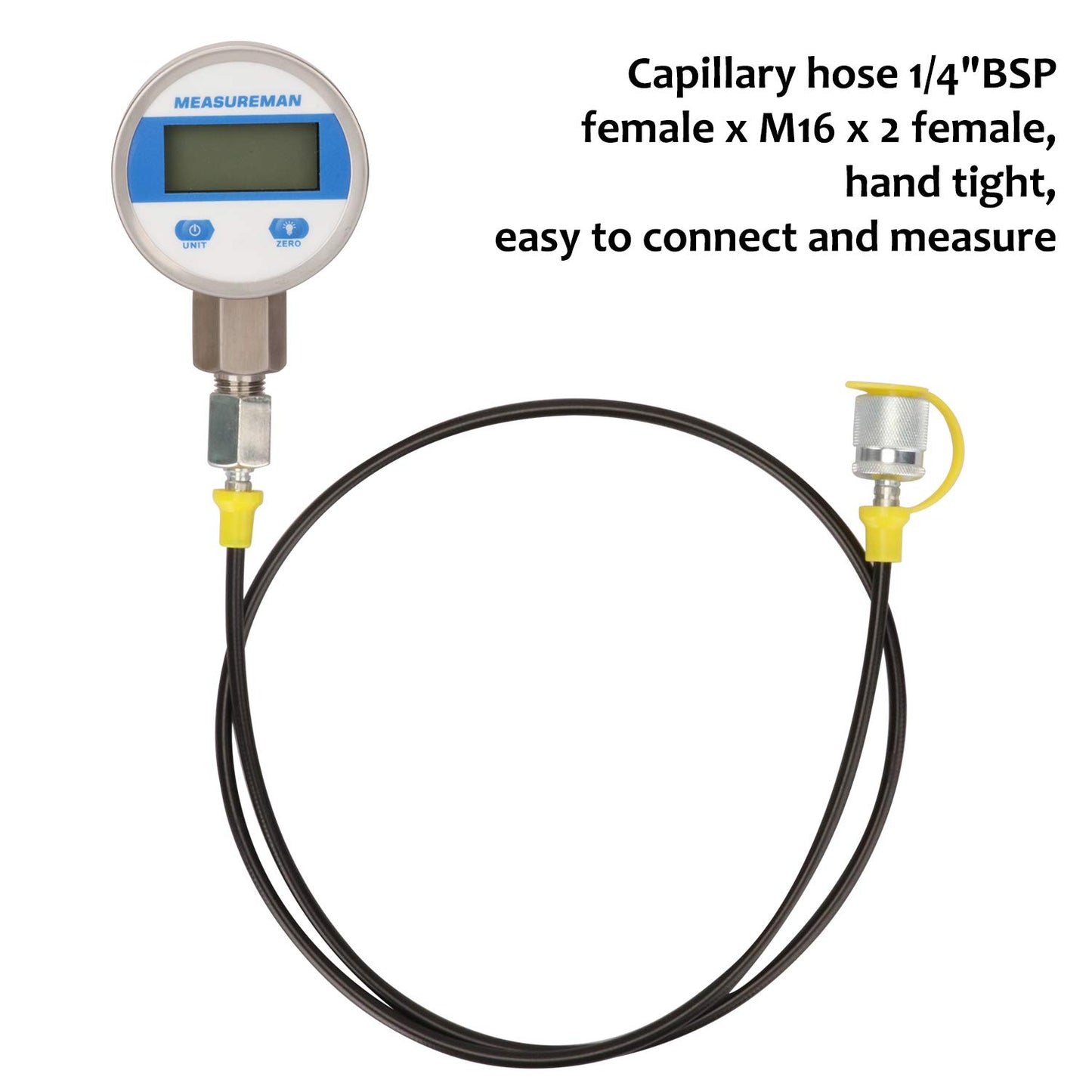 Measureman Kit de prueba de presión digital hidráulica portátil para excavadora, incluye 6 acoplamientos de prueba, 3 manómetros digitales (3500/6000/9000 PSI), 2 mangueras de prueba, embaladas en una