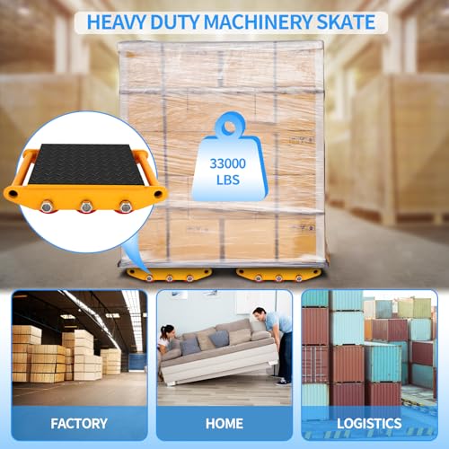 Patines de máquina de alta resistencia, maquinaria de patinaje rodante con cinturón antideslizante, motor de maquinaria para equipos de mudanza industrial, 15T/33000lbs
