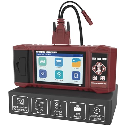 Herramienta de diagnóstico de motocicleta escáner para motocicleta, compatible con Harley Yamaha, Honda, Kawasaki, Suzuki, 70+Marcas, Lector de código de motor OBD2 con pantalla táctil de 5