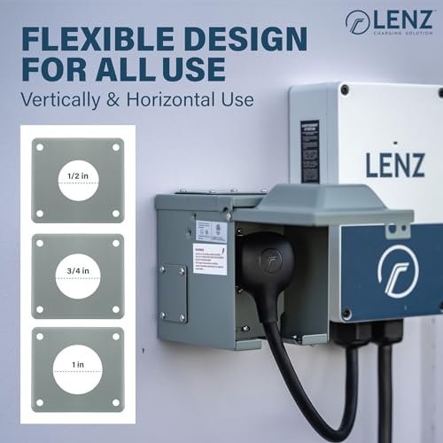 LENZ Caja de toma de corriente NEMA 14-50 de 50 amperios, 125/250 V, receptáculo con cerradura resistente a la intemperie, certificado de seguridad ETL, para vehículos eléctricos, caravanas,