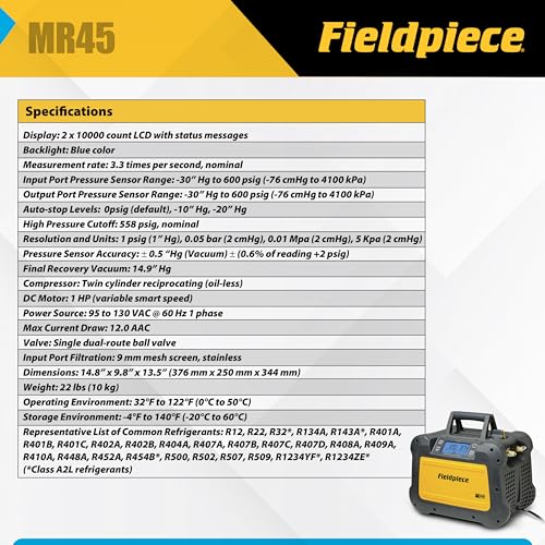 Fieldpiece MR45 equipo de recuperación