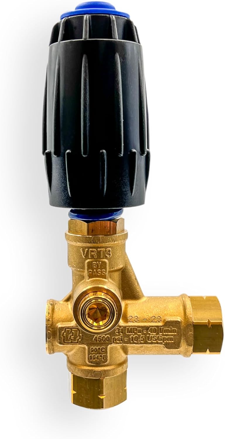 AR ANNOVI REVERBERI, VRT3-250, Descargador de lavadora a presión -Blue Spring, 3,650 max PSI, 10.5 max GPM, 3/8"F salida, perilla ajustable