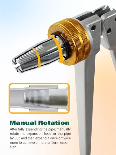 AMZCNC PEX - Kit de herramientas de expansión manual para tubos ASTM F1960 Kit de herramientas de expansión PEX estándar con cabezales de expansión de 1/2", 3/4" y 1" para tuberías PEX-a - Incluye