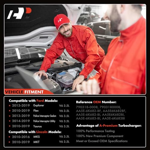A-Premium - Kit completo de turbocompresor turbo izquierdo y derecho, con actuador y junta de desagüe, compatible con Ford Explorer, Flex, interceptor policial, Tauro, MKS, MKT, 3.5L, repuesto #