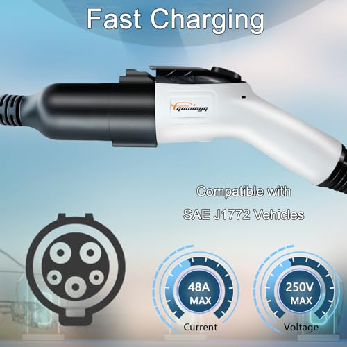 Extension Cable Compatible with All SAE J1772 EV Chargers, 21ft Max 250V 48A EV Charging Cable Extension for Home and Outdoor Electric Car Charging
