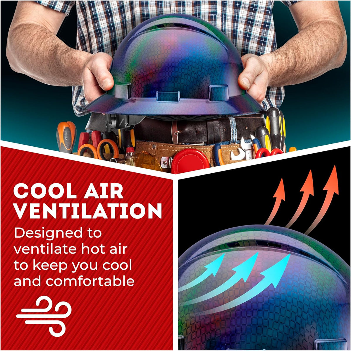 Acerpal Casco duro OSHA con diseño de fibra de carbono ventilada de ala completa con suspensión de 6 puntos (opciones 1)