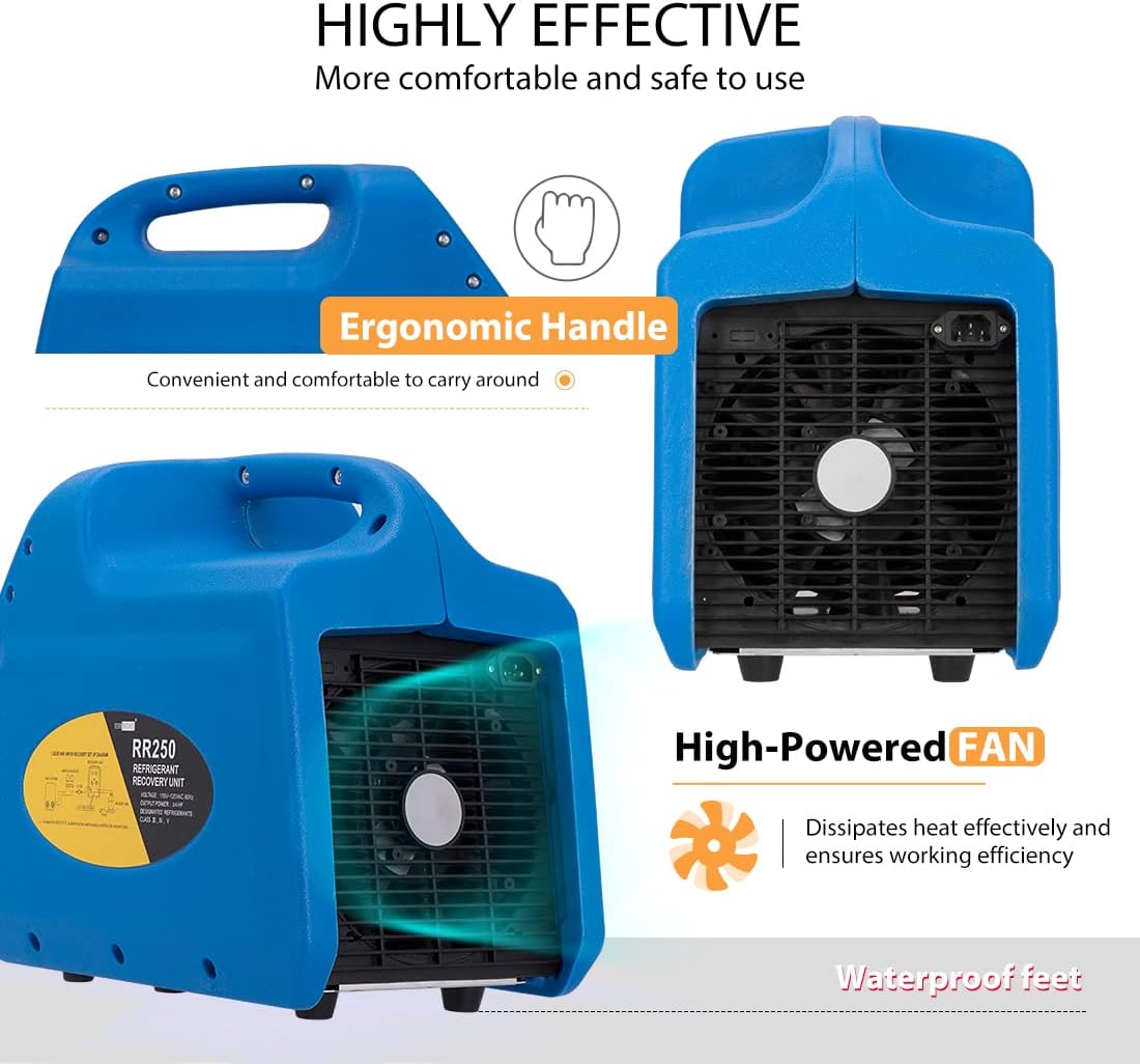 VIVOHOME 110-120V AC 60Hz 3/4HP Máquina refrigerante portátil de recuperación de un solo cilindro azul