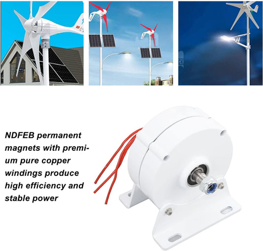 Alternador trifásico DIY 200W 12V 24V 48V Imán permanente sin engranajes Baja velocidad 750 RPM Aleación de aluminio Clase H Aislado Ahorro de energía Alternador de CA para turbina eólica horizontal vertical(24V) FOUFk7q5yzagmr8615-12