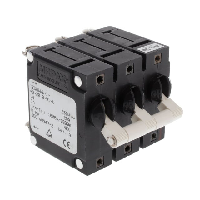Sensata-Airpax IEGH666-1-62-20.0-91-V IEG Montaje en panel Magnético, (retardo hidráulico) 20A