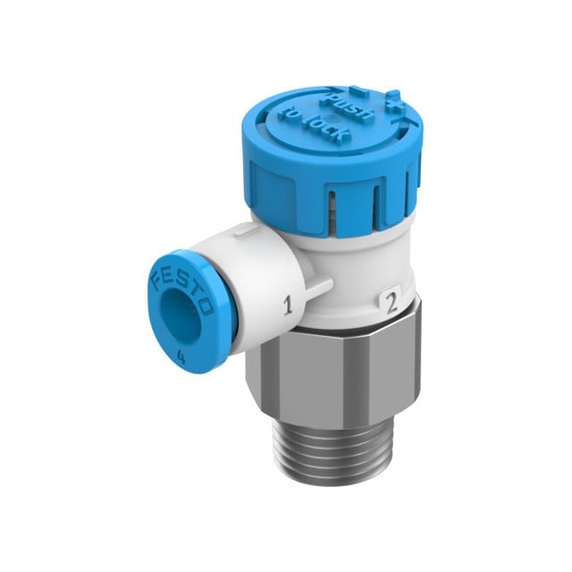 Festo Corporation VFOE-LE-T-R18-Q4 VFOE Restrictor de flujo, ajustable Una dirección 3 ~ 145 PSI (0.2 ~ 10 bar) -