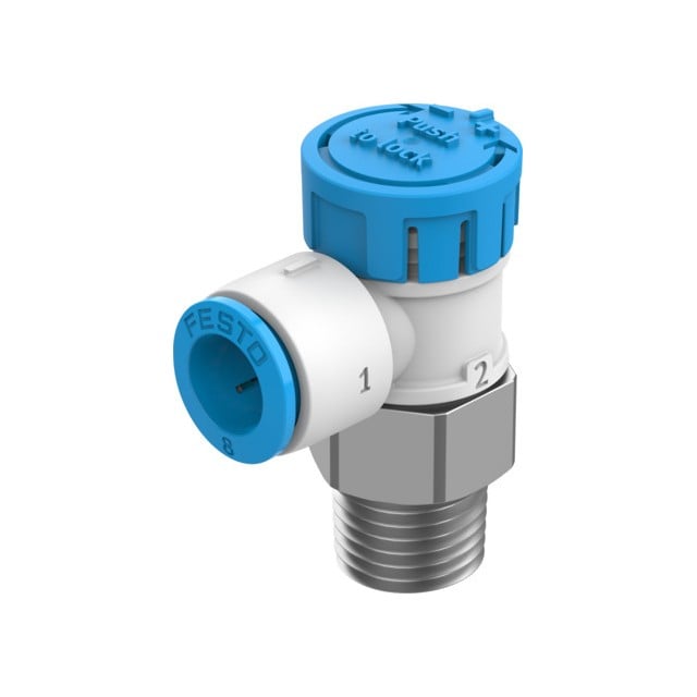 Festo Corporation VFOE-LE-T-R14-Q8 VFOE Restrictor de flujo, ajustable Una dirección 3 ~ 145 PSI (0.2 ~ 10 bar) -
