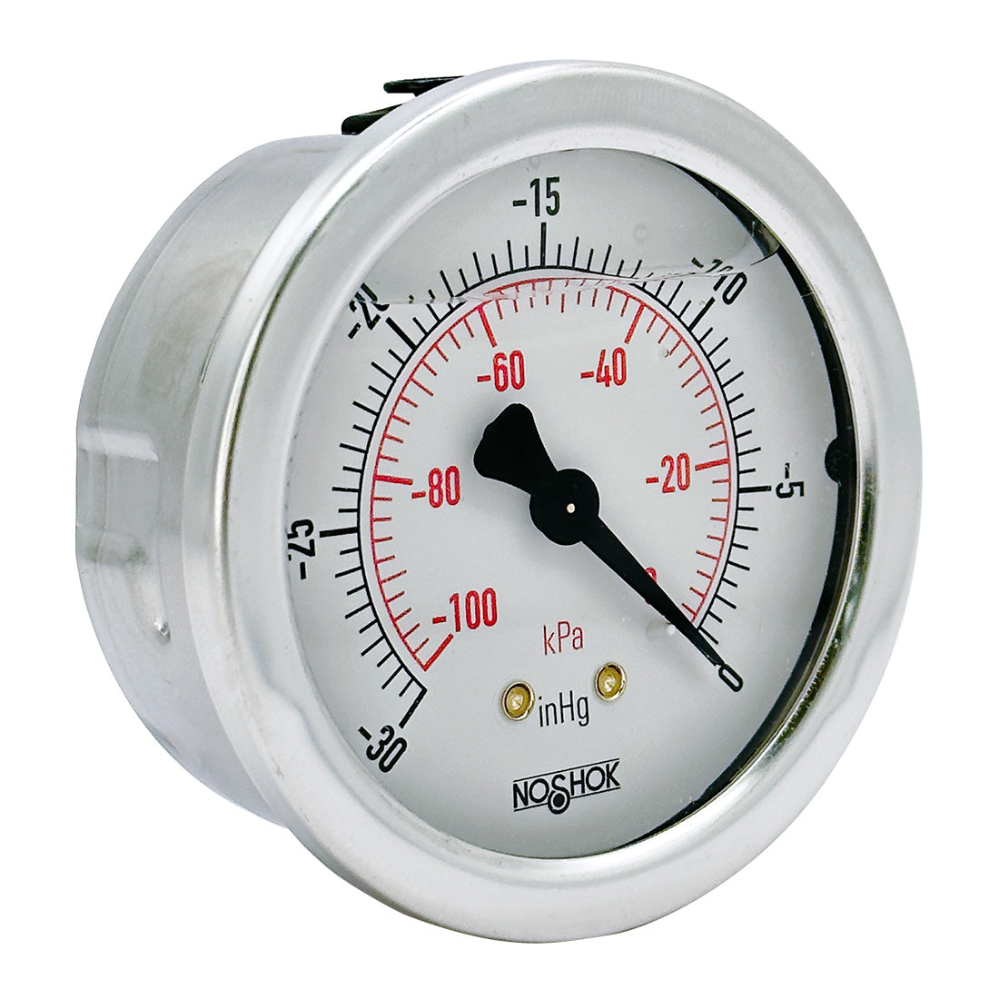NOSHOK, Inc. 25-911-30-vac/kPa-BP3 900 Pressure Gauge Aspiradora operada -14.73 ~ 0 PSI (-1.01 ~ 0bar) -