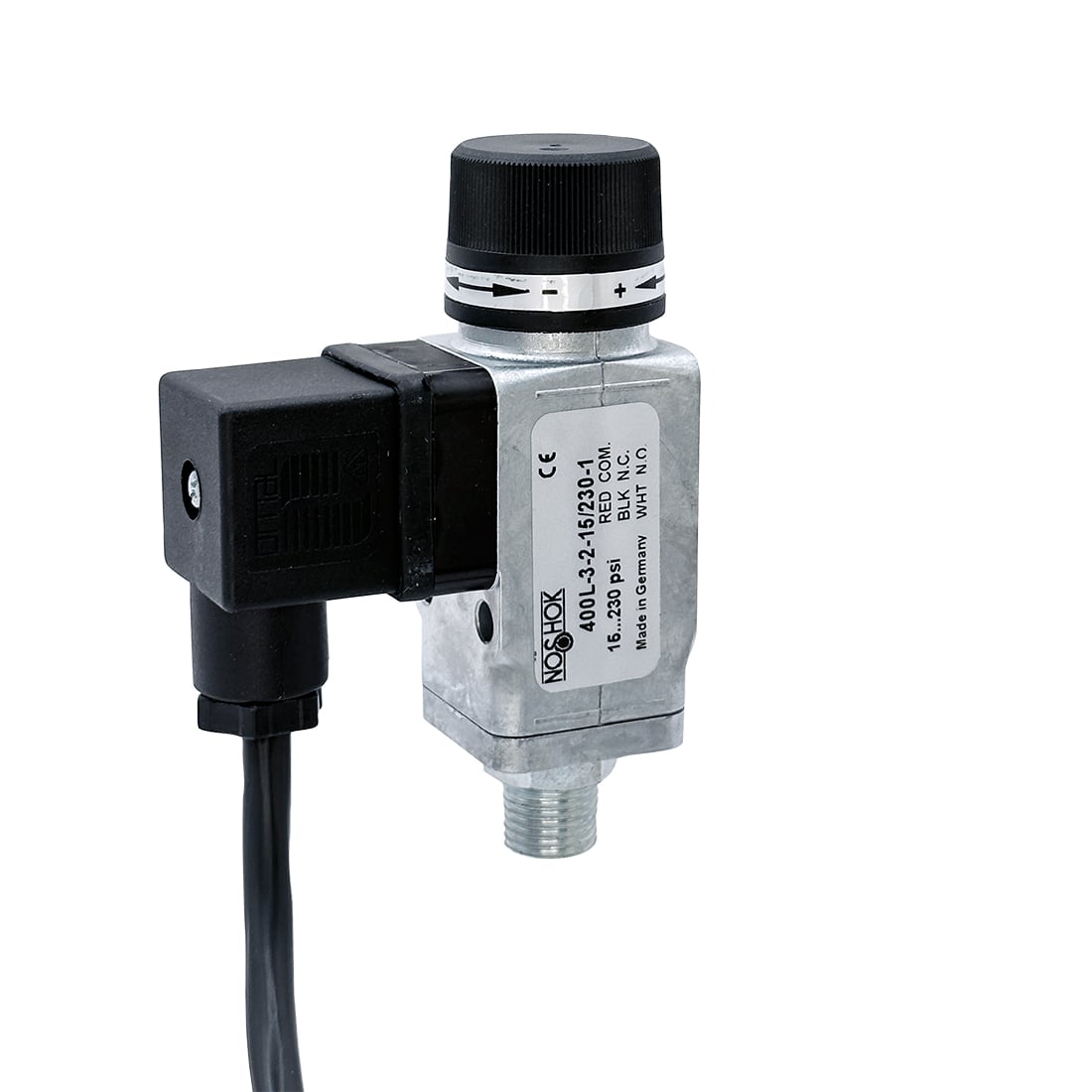 NOSHOK, Inc. 400L-3-45-3/30-1-SP 400L Interruptor de presión 3/2 normalmente cerrado/normalmente abierto 3 ~ 30 PSI (0.2 ~ 2.06 bar) -