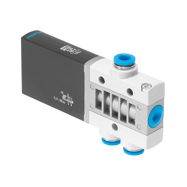 Festo Corporation MHE3-MS1H-3/2G-QS-6 MHE Válvula de solenoides 3/2 normalmente cerrado -13 ~ 116 PSI (-0.9 ~ 8 bar) Válvula de solenoides