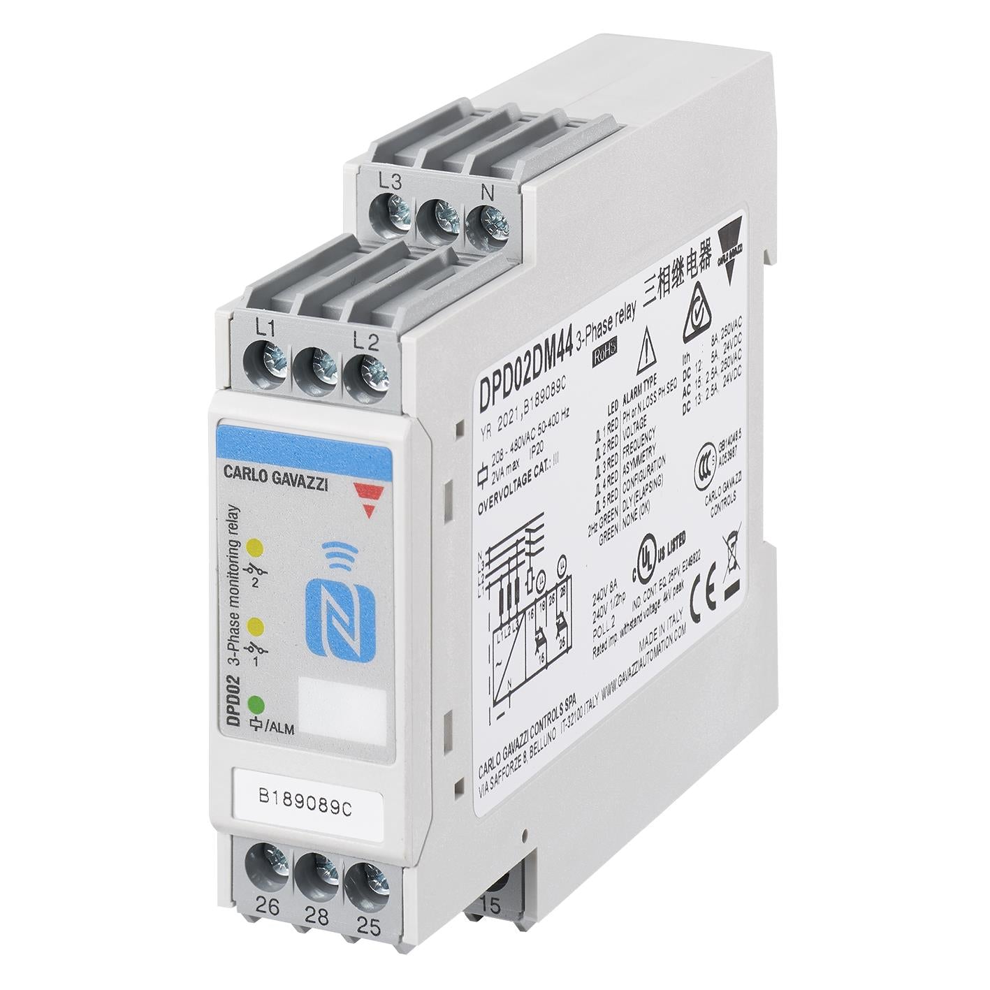 Carlo Gavazzi Inc. DPD02DM44B DPD Múltiple 120 ~ 277VCA 0 ~ 60 s -20°C ~ 60°C