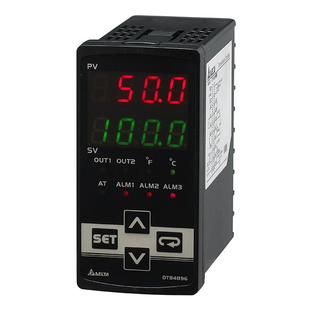 Delta Electronics/Industrial Automation DTB4896VRE DT Process, Temperature Controller (RTD, Type B, E, J, K, L, N, R, S, T, TXK, U) -200°C ~ 1800°C, 0 ~ 20mA, 0 ~ 10VDC, 0 ~ 50mV