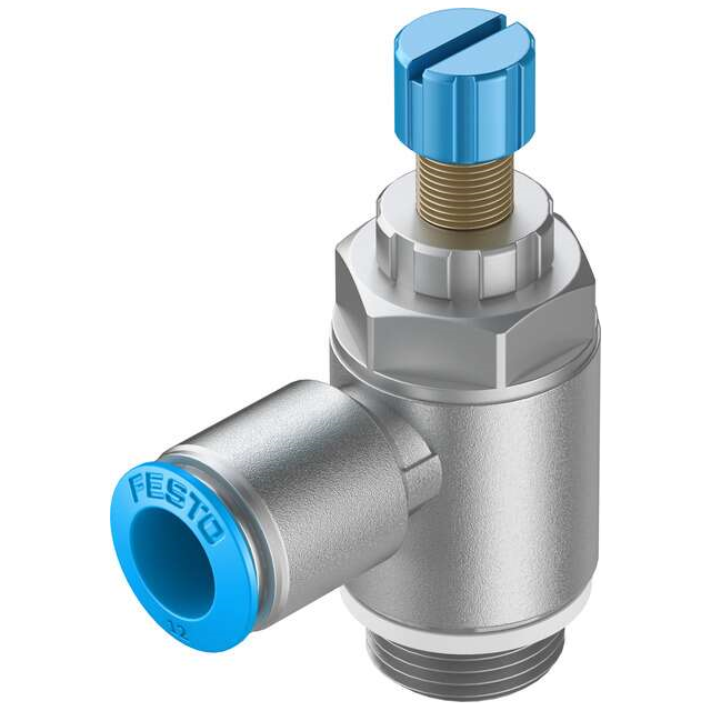 Festo Corporation GRLA-1/2-QS-12-RS-D - Restrictor de flujo, ajustable Una dirección 3 ~ 145 PSI (0.2 ~ 10 bar) -