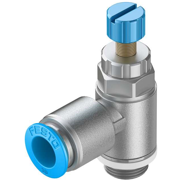 Festo Corporation GRLA-1/4-QS-10-RS-D - Restrictor de flujo, ajustable Una dirección 3 ~ 145 PSI (0.2 ~ 10 bar) -