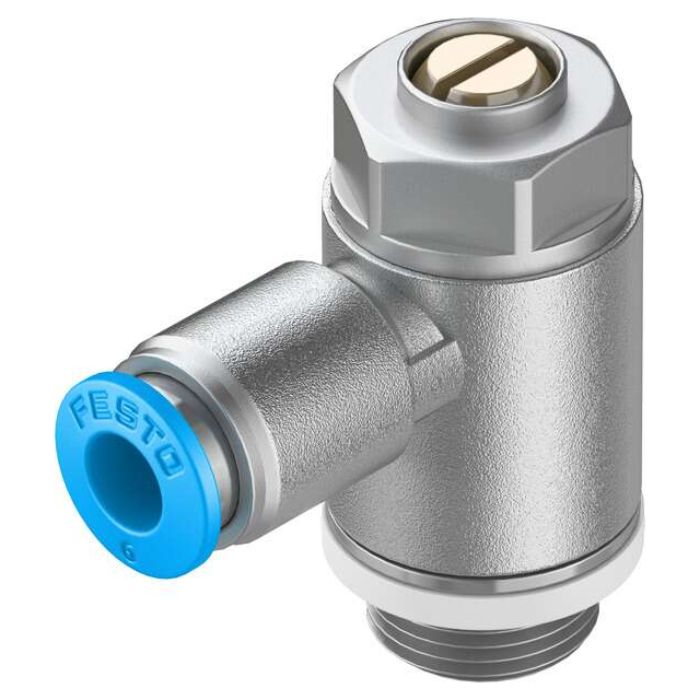 Festo Corporation GRLA-1/4-QS-6-D - Restrictor de flujo, ajustable Una dirección 3 ~ 145 PSI (0.2 ~ 10 bar) -