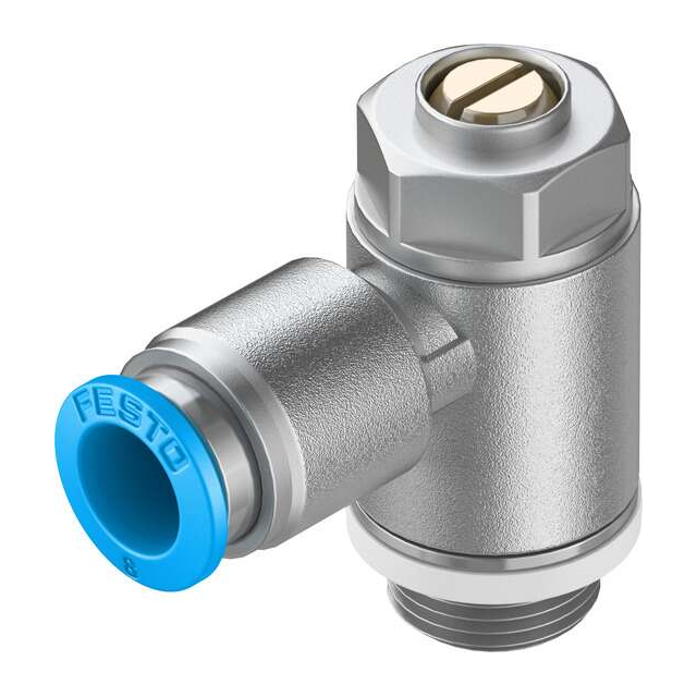 Festo Corporation GRLA-1/4-QS-8-D - Restrictor de flujo, ajustable Una dirección 3 ~ 145 PSI (0.2 ~ 10 bar) -