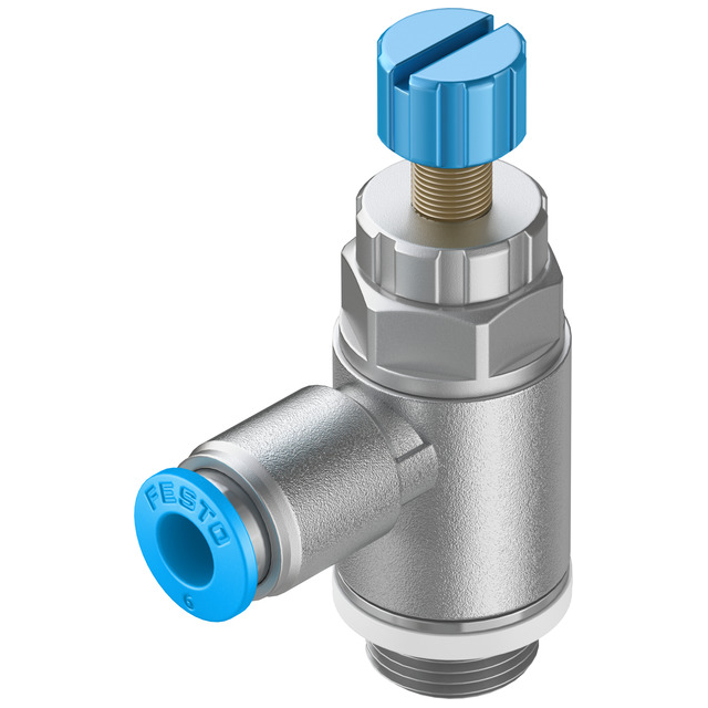 Festo Corporation GRLA-1/4-QS-8-RS-D - Restrictor de flujo, ajustable Una dirección 3 ~ 145 PSI (0.2 ~ 10 bar) -