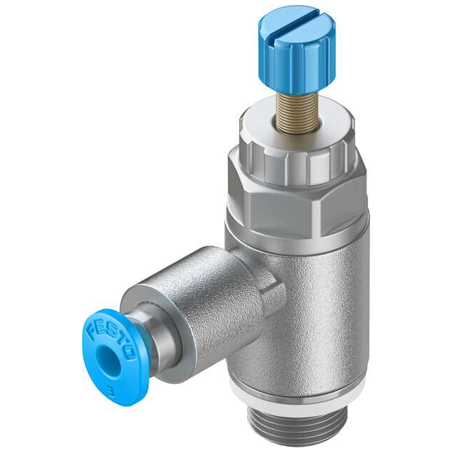 Festo Corporation GRLA-1/8-QS-3-RS-D - Restrictor de flujo, ajustable Una dirección 3 ~ 145 PSI (0.2 ~ 10 bar) -