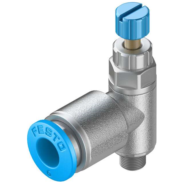 Festo Corporation GRLA-M5-QS-6-RS-D - Restrictor de flujo, ajustable Una dirección 3 ~ 145 PSI (0.2 ~ 10 bar) -