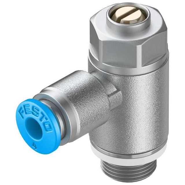 Festo Corporation GRLZ-1/8-QS-4-D - Restrictor de flujo, ajustable Una dirección 3 ~ 145 PSI (0.2 ~ 10 bar) -