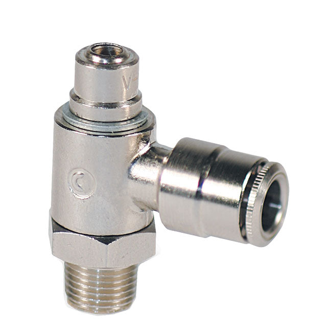 Camozzi Automation GSVU 04-04 GSVU Restrictor de flujo, ajustable - 14.5 ~ 145 PSI (1 ~ 10 bar) -
