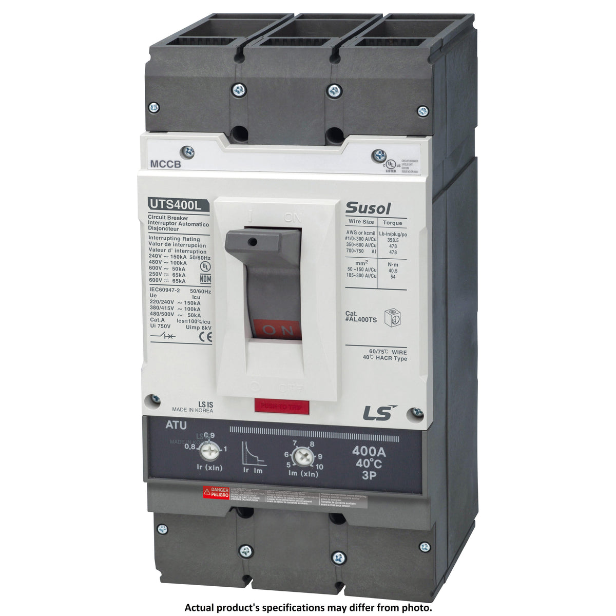 LS Electric UTS400L FMU 300A 3P LL UL Susol-MCCB Montaje en panel Termomagnético 300A