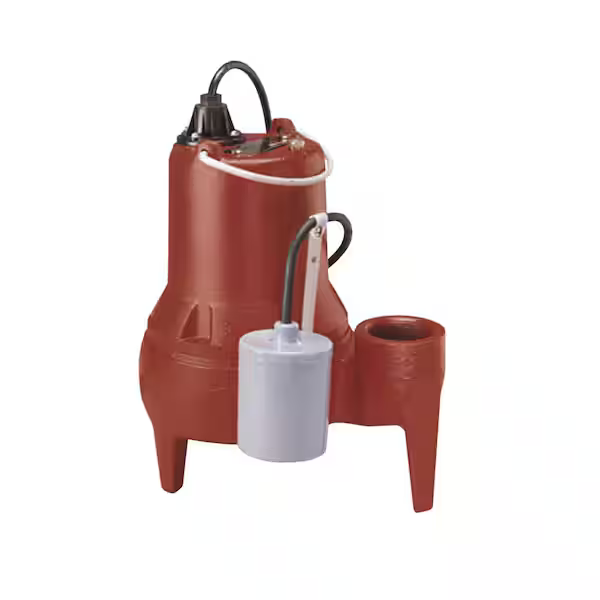 Liberty Pumps LE51A - Bomba para aguas residuales de hierro fundido de 1/2 HP (2") con flotador de amarre Piggyback