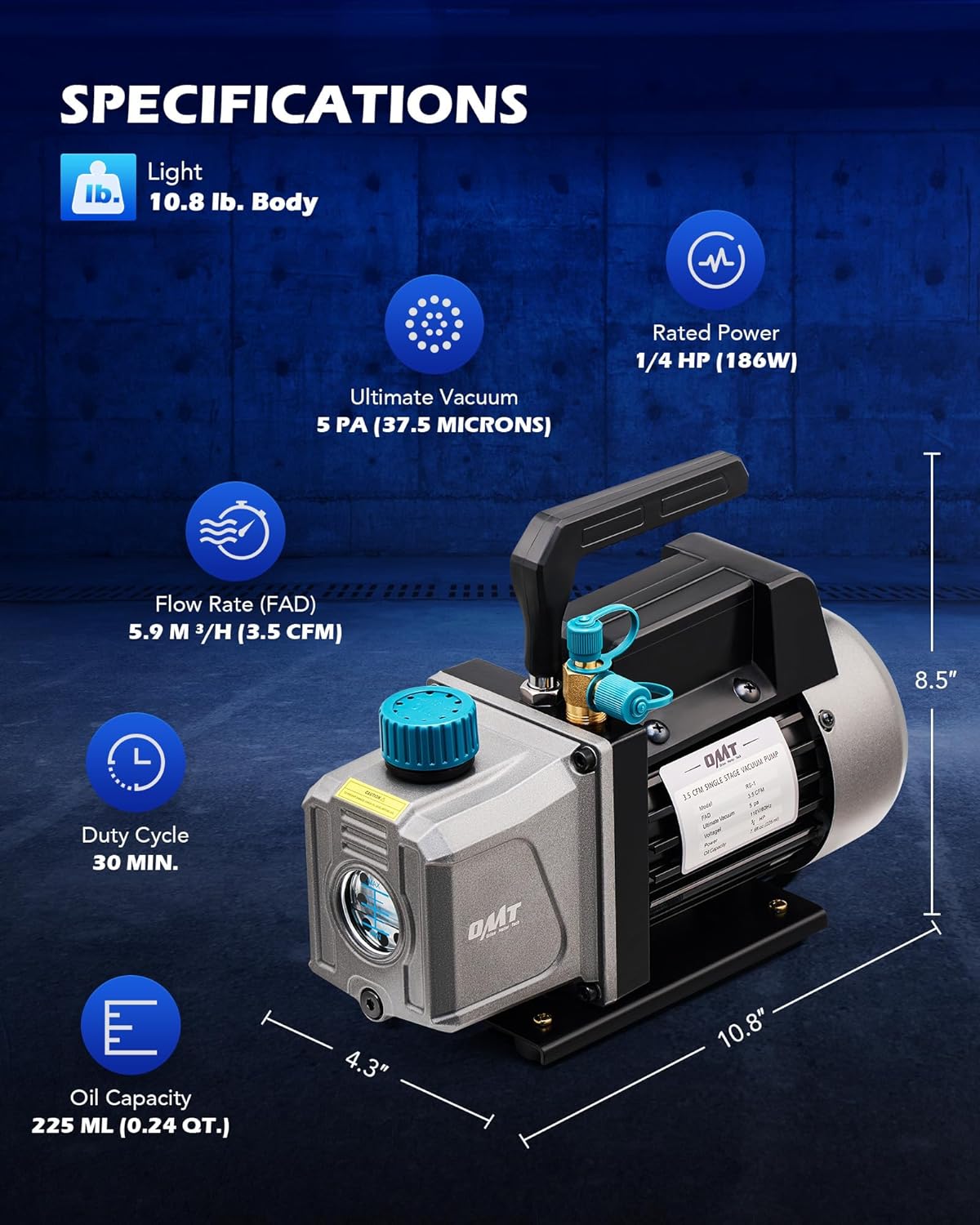 Orion Motor Tech Cámara de vacío de 3 galones con kit de bomba, bomba de vacío de 3.5 cfm y kit de cámara con tapa de vidrio templado manguera de 5 pies, kit de cámara de desgasificación al vacío para
