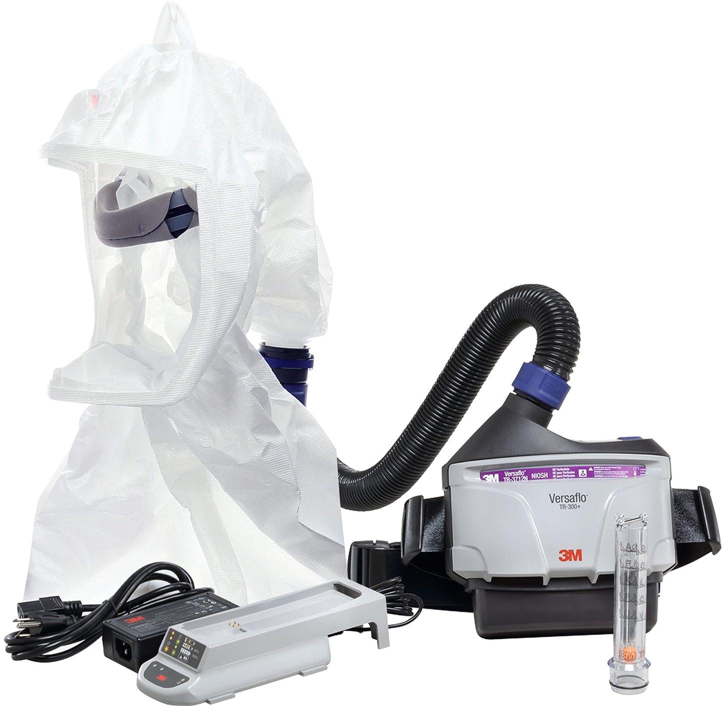 3M Respirador PAPR, kit de respirador purificador de aire alimentado Versaflo, TR-300N+ ECK, cuidado de la salud, montaje de campana, fácil de limpiar y mantener, protección respiratoria todo en uno