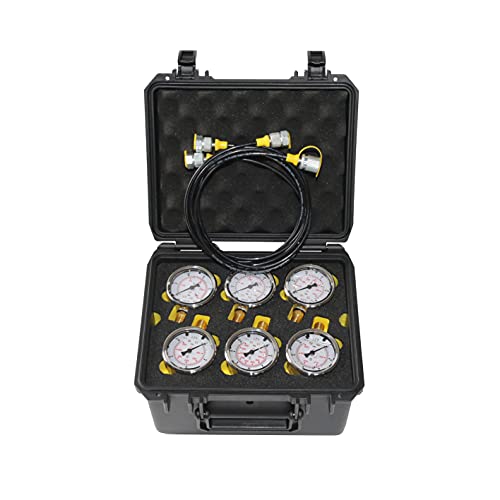 XZT Kit de manómetro analógico de presión hidráulica 17N, conjunto de manómetros de presión, manguera de prueba, con entrada de base NPT