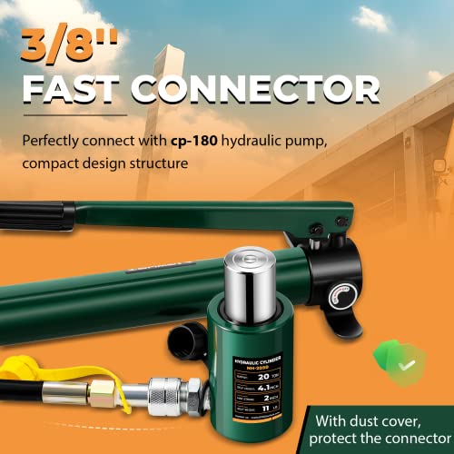 Newhai 20 toneladas 2 "Hidráulica Ram Jack+cp-180 Bomba de mano con manómetro Hidráulico Porta Power Kit de 20 toneladas Cilindro corto de perfil bajo