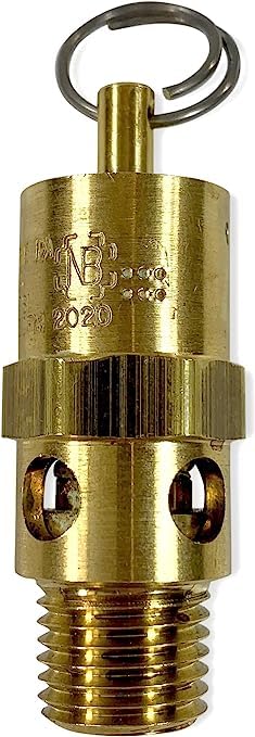 Válvula de alivio de presión industrial de repuesto para asiento duro Ingersoll Rand 31385693. Construcción de latón, 1/4 pulgadas NPT, fabricado en los Estados Unidos (200 PSI / 168 SCFM)