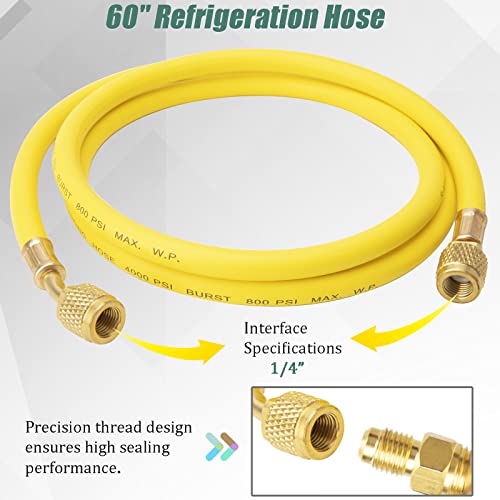 Regulador de nitrógeno HVAC con manguera de 60 pulgadas, regulador de nitrógeno 0-800 PSI de presión de salida, presión de entrada de 0-4000 PSI, conexión de entrada CGA580, conexión de salida macho